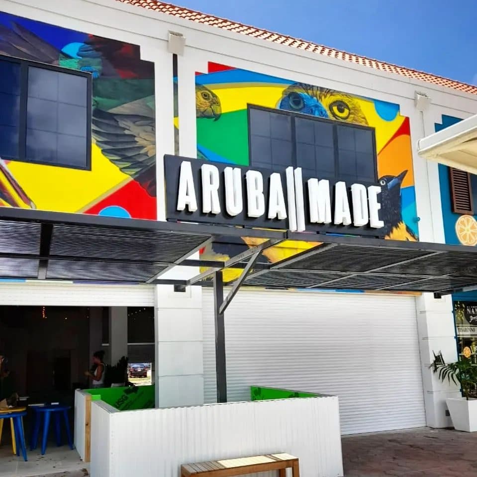 Colorful Aruba Made building graphics designed by Print Media Aruba