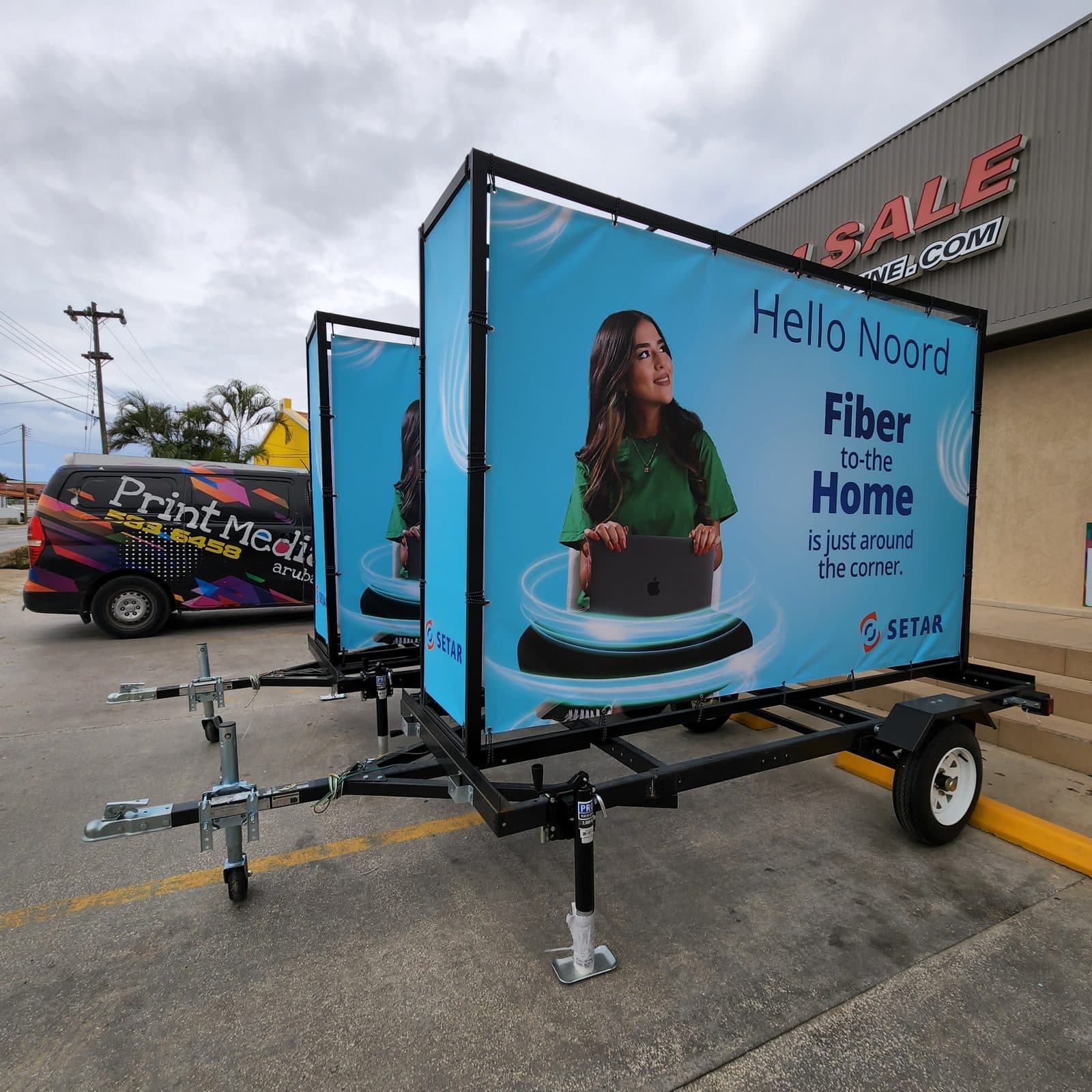 Mobile billboard trailers printed for Setar
